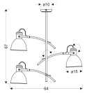 Lampa sufitowa biało-czarna regulowana 3x60W Zumba Candellux 33-72061