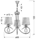 Lampa wisząca chromowa / biały abażur tkany 3x40W Arnika Candellux 33-21663