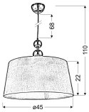 Lampa wisząca chromowa z białym abażurem z tkaniny Clara Candellux 31-21601