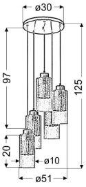 Lampa wisząca sufitowa srebrna szklane klosze 5x60W Libano Candellux 35-51813