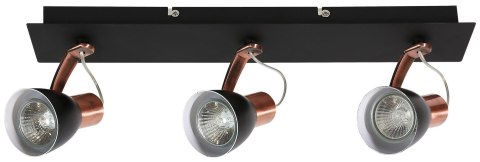 Lampa ścienna listwa 3X50W GU10 czarny/miedź MARKUS 93-35608-M