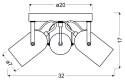 Lampa sufitowa plafon 3X40W E14 szary GRAY 98-66503