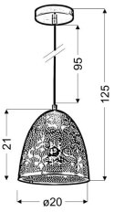 LAMPA SUFITOWA WISZĄCA CANDELLUX SFINKS 31-43306 STOŻEK E27 AŻUROWY PATYNA