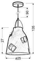 Lampa sufitowa wisząca 1X60W E27 szary + złoty PATCH 31-43269