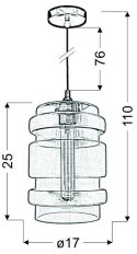 Lampa wisząca szklana bursztynowa + żarówka E27 60W Decorado Candellux 31-36643