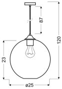 Lampa wisząca szklana kula czerwona + żarówka Edison 31-21410