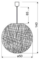 Lampa wisząca biała kula ze sznura na lince 60W Caruba Candellux 31-26913