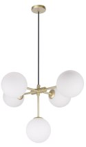 Lampa wisząca mosiądz mleczny klosz kulka 5x28W Mati Candellux 35-73778