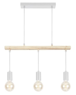 Lampa wisząca biała + drewno 3x60W Izzy 33-78070