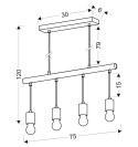 Lampa wisząca czarna + drewno 4x60W Izzy 34-77929