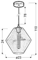 Lampa wisząca pomarańczowa szklany klosz romb 60W E27 Bremen Candellux 31-36223-Z