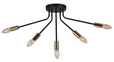 Lampa sufitowa czarno-złota 5x40W E14 Tiara 35-79268