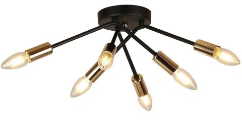 Lampa sufitowa czarno-złota 6x40W E14 Tiara 36-79718