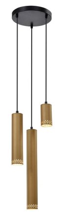 Lampa wisząca czarna/drewniana talerz 3x25W Tubo 33-79121