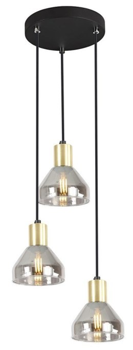 Lampa wisząca czarna/złota szklany klosz E14 3x40W Gregory 33-78995