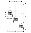 Lampa wisząca talerz czarno-złota szklana 3x60W Fresno Candellux 33-78988