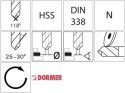 Wiertlo krete HSS DIN338N7,9mm 118G typ N 4xD A002 TiN Tip DORMER