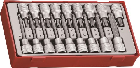 18-elementowy zestaw grotów nasadkowych typu TX z chwytem kwadratowym 1/2" Teng Tools TTTX18