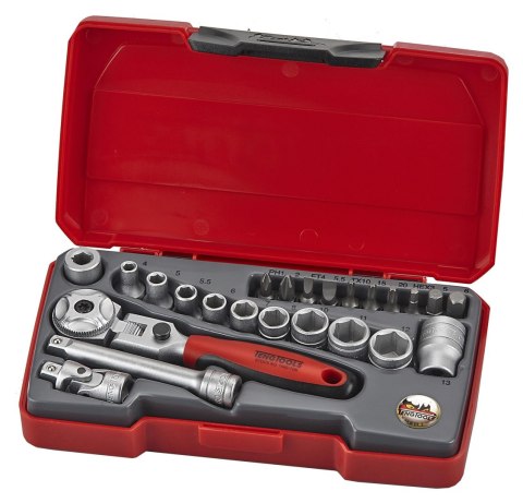 Zestaw kluczy nasadowych z chwytem kwadratowym 1/4" Teng Tools T1424S