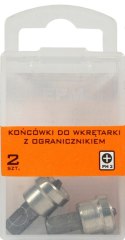 KOŃCÓWKI DO WKRĘTARKI 25MM Z OGRANICZNIKIEM 2SZT. PH2