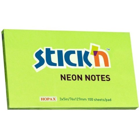 KARTECZKI STICK&#039;N 76 X 127 MM ZIELONE NEON (100)