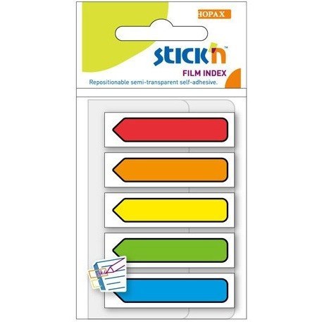 ZAKŁADKI STICK&#039;N 12 X 45 MM STRZAŁKI 5 KOLORÓW (5 X 20)