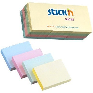 KARTECZKI STICK&#039;N 38 X 51 MM 4 KOLORY PASTEL (12 X 100)