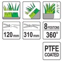 NOŻYCE DO TRAWY OBROTOWE 310MM 8 - POZYCYJNE OSTRZA TEFLON