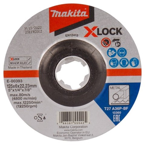 TARCZA SZLIFIERSKA DO METALU 125*6*22MM X-LOCK A36P