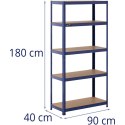 Regał magazynowy metalowy 5 półek 875 kg 90 x 40 x 180 cm niebieski 2 szt.