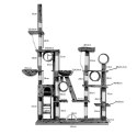 Beżowy Drapak dla kota w łapki wieża z legowiskiem 250cm wysoki hamak tuba