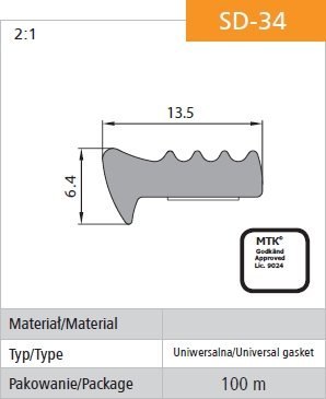 USZCZELKA SAMOPRZYLEPNA CZARNA SD-34/4-0 13.5*6.4MM