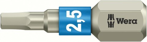 Bit nierdzewny 1/4" DIN3126C6,3do srub z lbem z gniazdem 6-katnym 2,5x25mm Wera