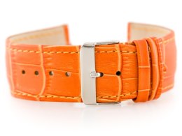 Pasek skórzany do zegarka W64 - pomarańczowy 24mm