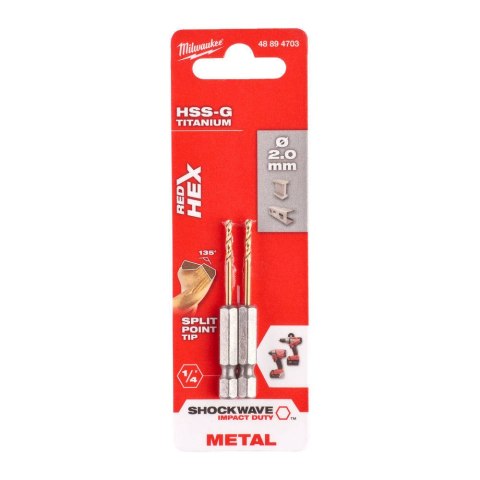 WIERTŁO DO METALU HSS-G TIN 2MM 2 SZT.