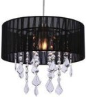 Lampa wisząca czarny abażur organza + kryształy Leda 31-84316