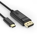 Kabel przejściówka z USB Typ C - Display Port 4K 1.8m czarny