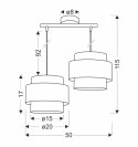 Hare lampa wisząca chromowy 2x60w e27 abażur szary+srebrny