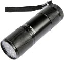 LATARKA ALUMINIOWA, 9LED, CZARNA