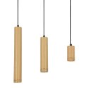 Lampa wisząca czarna/drewniana oprawa 3x25W Tubo 33-79114